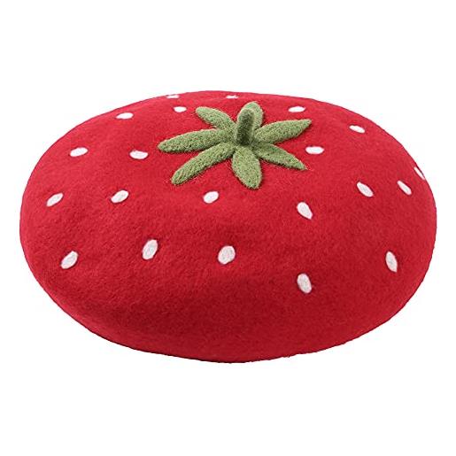 Zasy fatto a mano feltro di lana berretto donne cartone animato cappello inverno berretto (strawberry)