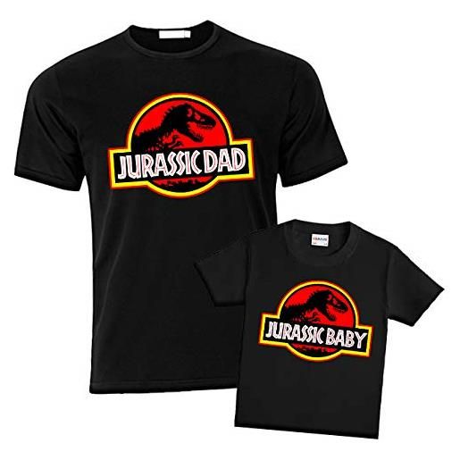 Gattablu pacchetto t-shirt uomo e t-shirt bimbo coppia padre e figlio jurassic dad e jurassic baby!Idea regalo papà e bambino, dinosauri divertenti!