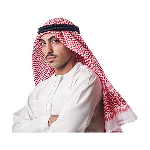 IBLUELOVER sciarpa da uomo araba shemagh medio oriente keffiyeh foulard araba sciarpe araba hijab fascia scialle del deserto copricapo saudita copricapo classico arabo turbante grande bandana morbida