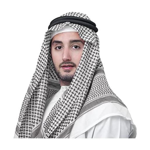 IBLUELOVER sciarpa shemagh araba da uomo medio oriente keffiyeh foulard arabia sciarpe hijab fascia scialle del deserto saudita copricapo classico arabo turbante grande bandana morbida copertura per