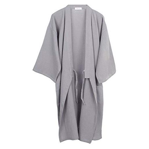 Fancy Pumpkin camicia da notte da notte in pigiama di cotone kimono da uomo giapponese [grigio, taglia xl]
