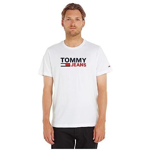 Tommy Jeans t-shirt uomo maniche corte tjm regular scollo rotondo, bianco (white), xs