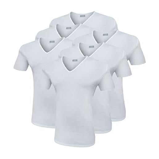 AZZETA confezione da 6 t-shirt elasticizzate scollo v liabel in cotone art. 3858-53 bianco xl