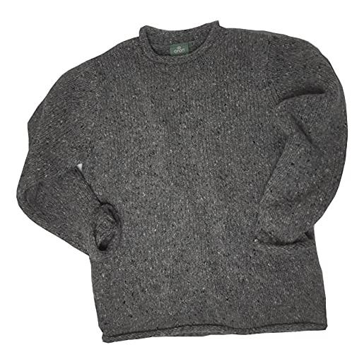 McLaughlin's Irish Shop pullover da uomo in lana, 100% tweed dell' irlanda grigio l