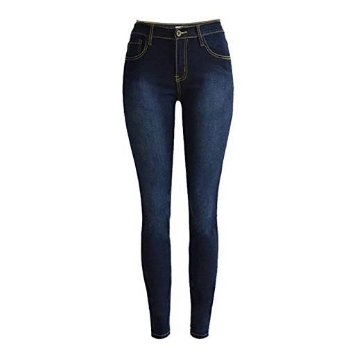 Huixin jeans a vita alta da donna elasticizzati slim fit jeans costume a cinque tasche stile leggero effetto lavato blu scuro taglia 34 46 (color: dunkelblau, size: xl)