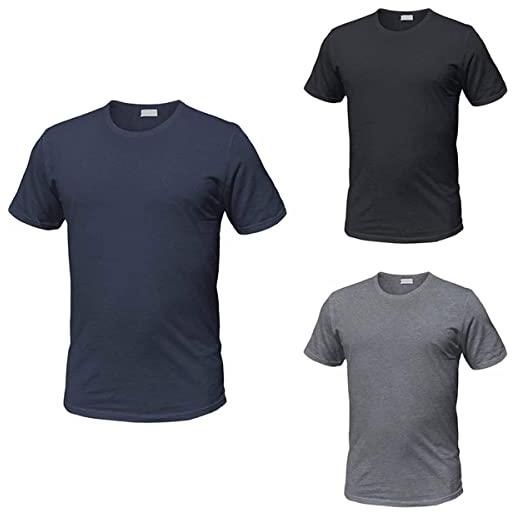 Enrico Coveri 3 t-shirt uomo mezza manica girocollo cotone bielatico art et1000 (5/l, nero/blu/grigio)