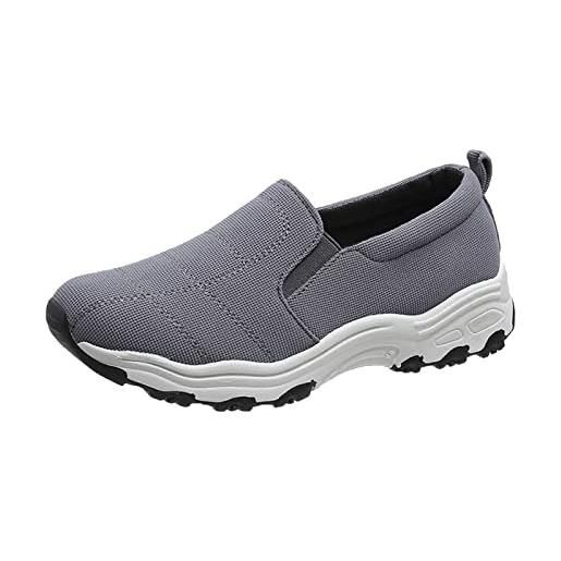 Generic scarpe sportive da donna alla moda, traspiranti, basse, casual, con suola spessa, scarpe da ginnastica da donna, grigio. , 38