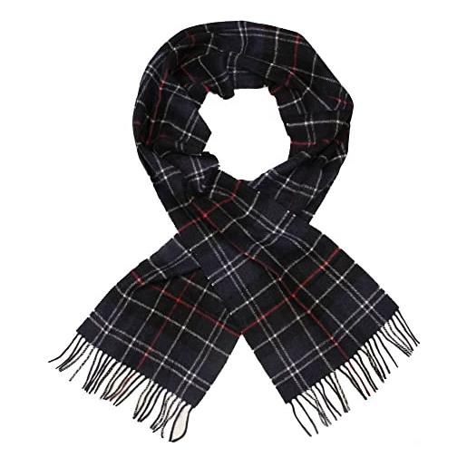Barbour tartan lambswool scarf one size navy and red