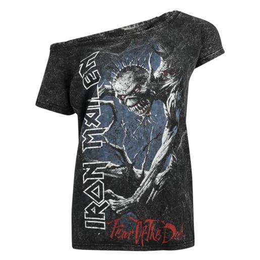 Iron Maiden fear of the dark donna t-shirt nero s 100% cotone largo