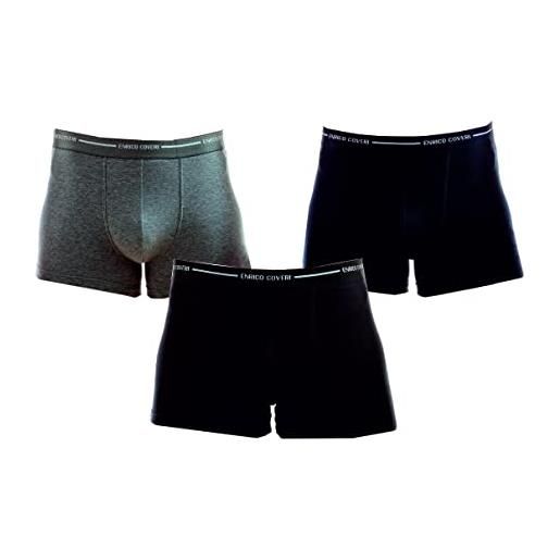 Enrico Coveri boxer uomo elastico esterno, offerta 3 e 6 pezzi, boxer uomo in cotone elasticizzato, boxer uomo sportivi (6 pezzi bianco, 5-l-50)