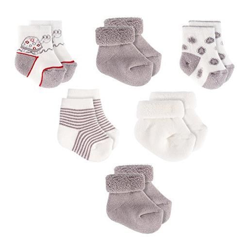 Jacobs Babymoden jacobs calzini neonato 6 paia | calzini cotone per bambini | 0-3 mesi | senza sostanze nocivi secondo oeko-tex standard 100 | unisex | ecru grigio