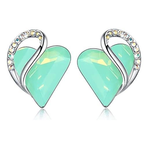 Leafael orecchini donna cuore | orecchini cristallo in pietra portafortuna con pietre curative | orecchini con ciondolo anallergico con confezione regalo inclusa