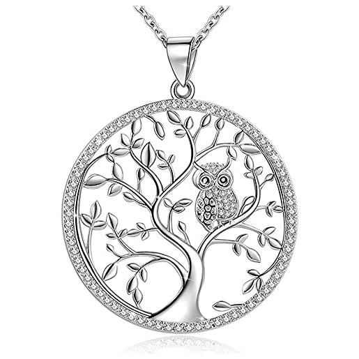 GOXO collana gufo con ciondolo albero della vita in argento sterling 925 per donne ragazze (albero della vita)