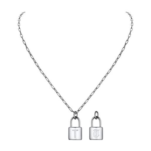 Collana con pendente LV in argento Louis Vuitton Metallo ref