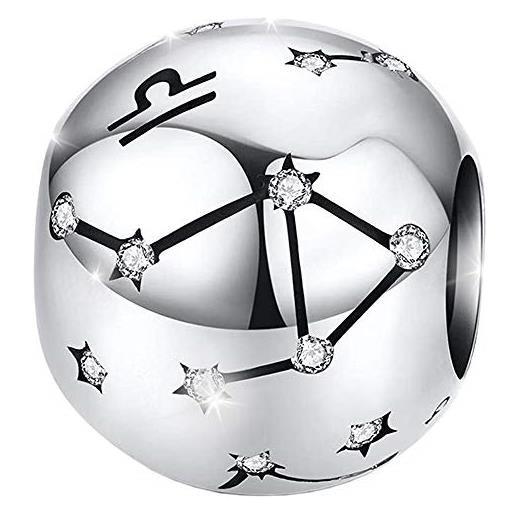 Maria Fonte bead charm segno zodiacale bilancia in argento sterling 925, compatibile con le più diffuse marche di braccialetti e collane. 