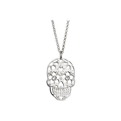 Aka gioielli - collana in argento 925 con ciondolo teschio e cristalli swarovski, idea regalo