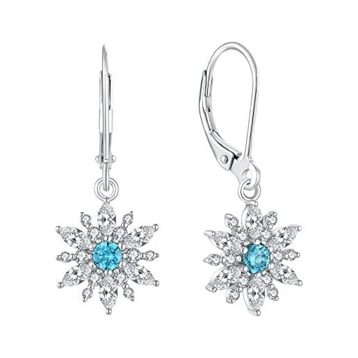 Starchenie orecchino fiocco di neve orecchino in argento 925 3a con zircone per donna