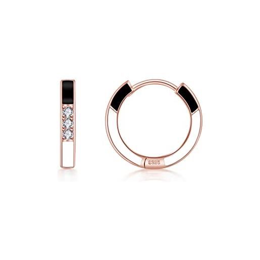 PHNIBIRD phnibrid orecchini a cerchio da donna in argento sterling 925 in oro rosa con zirconi e smalto regalo per donna 16 mm