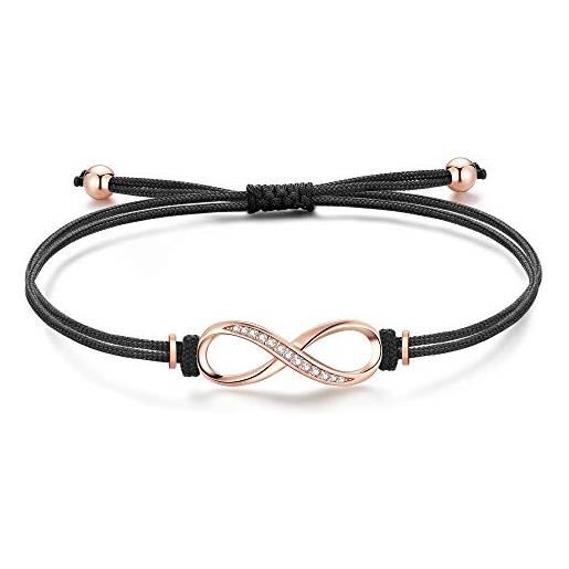 JSNOM Bracciale Donna In Acciaio 316L Con Zirconi Cubici 5A - Chiusura Magnetica - Regalo Compleanno, Anniversario, Festa Della Mamma