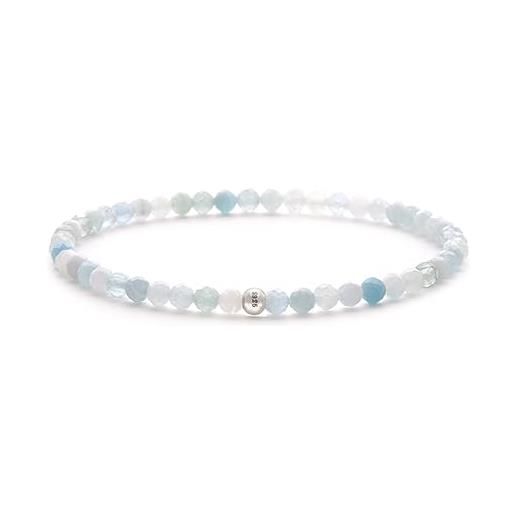 BERGERLIN bracciale in vera acquamarina con perle in argento 925 - perle sfaccettate - misura m