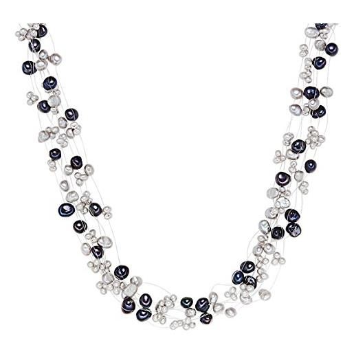 Valero Pearls catena da donna in argento sterling 925 con rodio con perle coltivate d'acqua dolce grigiore argento grigiore chiaro pervinca 60200101