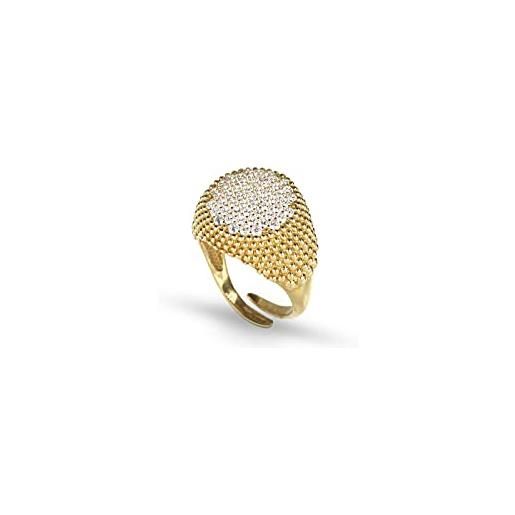 Donipreziosi anello chevalier da mignolo in argento 925% regolabile pavé di zirconi - anello modello giulia per donna e ragazza (placato oro)
