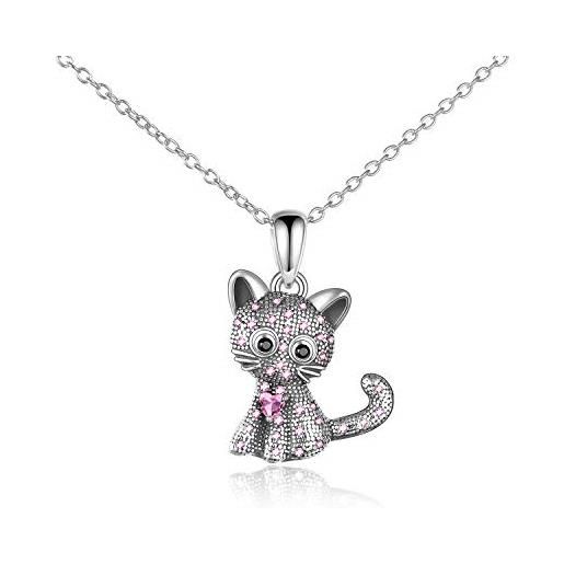 YAFEINI argento sterling simpatico gatto ciondolo catena collane gioielli regali per le donne ragazza figlia