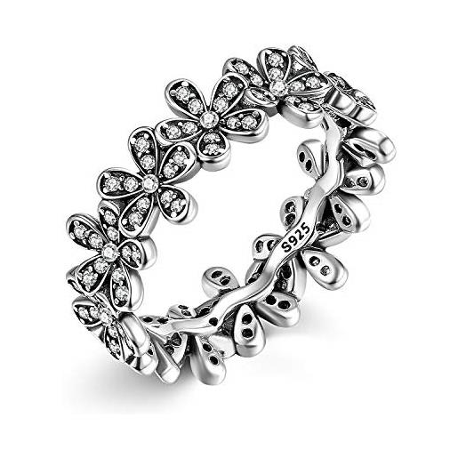 Newsoul ✦regalo festa della mamma✦ Newsoul placcatura in oro 18 carati in argento sterling 925 cz anelli a margherita abbaglianti anelli a fiore con zirconi cubici anelli impilabili per le donne (50.2(16.2))