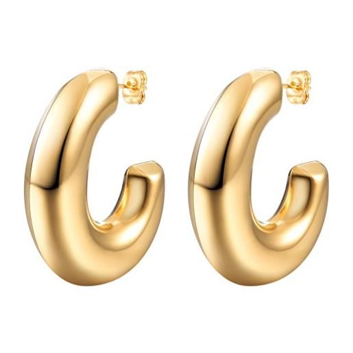 PROSTEEL orecchino cerchio oro oro 40mm cerchi orecchie acciaio inossidabile (confezione regalo)