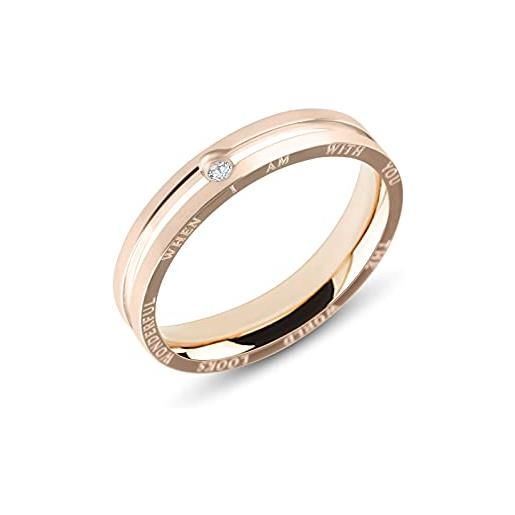 Anellissimo anello fedina rosata love uomo donna acciaio 316l con zircone - 14