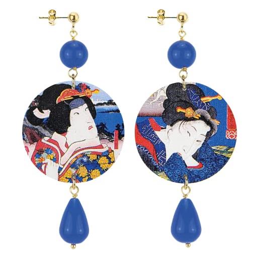 In lebole collezione the circle dor193 geisha orecchini da donna in ottone pietra blu. 