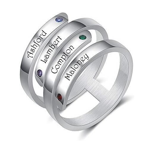 kaululu anello donna personalizzato con nome incisione anelli croce in acciaio inossidabile per famiglia bff sorella madre personalizzabile regalo compleanno per mamma (#4 names)