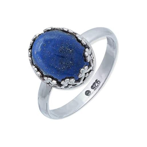 mantraroma anello argento 925 con pietre preziose lapislazzuli pietra blu argento sterling da donna in vero argento (mrg-185-06-(50))