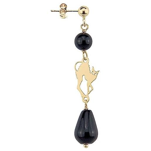 Lebole Gioielli collezione gotico romantico gorsm gatto orecchino singolo da donna in argento pietra nera