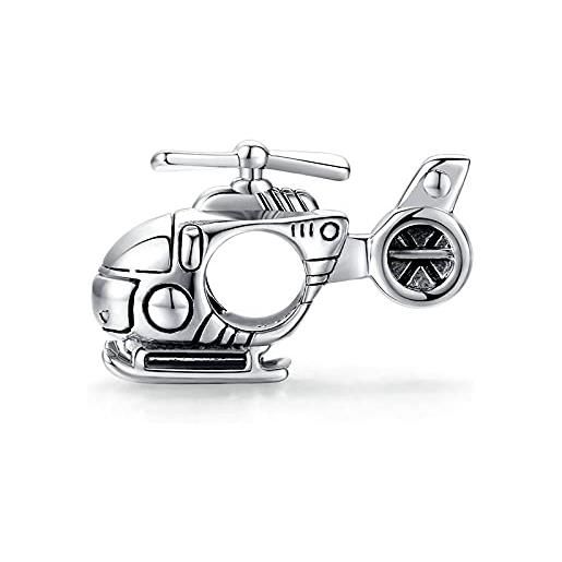 Teleye braccialetto charm bead elicottero charm fai da te in argento sterling 925 adatto a collana braccialetto pandora, braccialetto europeo con ciondoli