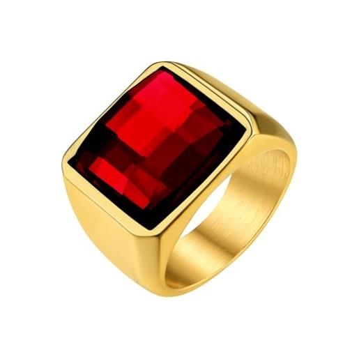 GOLDCHIC JEWELRY anello con sigillo anello oro con pietra portafortuna personalizzata, anello uomo personalizzato con pietra quadrata anello uomo oro taglia 17