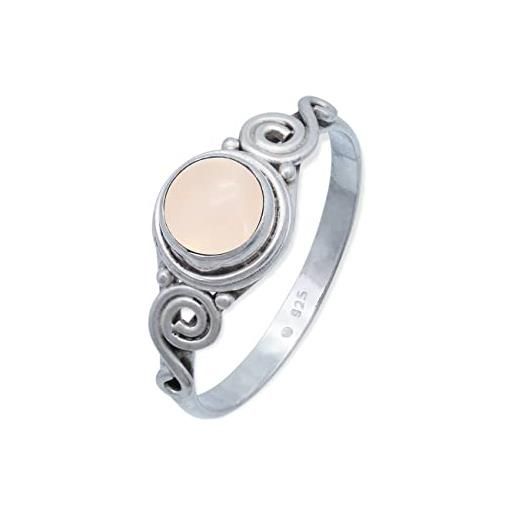 mantraroma anello argento 925 con pietre preziose quarzo rosa pietra argento sterling da donna in vero argento (mrg-115-07-(58))