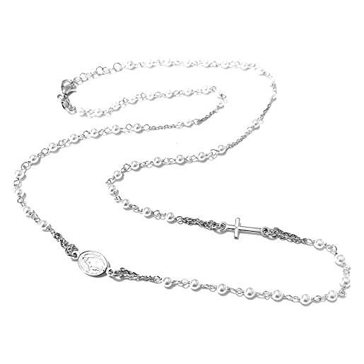 amorili preziosionline collana rosario donna in argento 925 e perle naturali