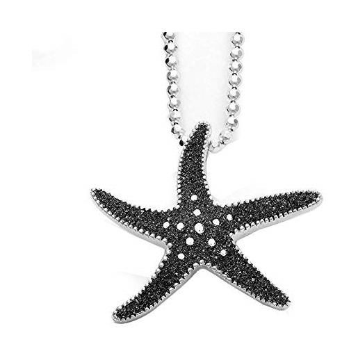 DUR-Schmuck dur p2906 - ciondolo da donna a forma di stella marina, in argento sterling e sabbia lavica, 33 mm, 33mm, argento, nessuna pietra preziosa