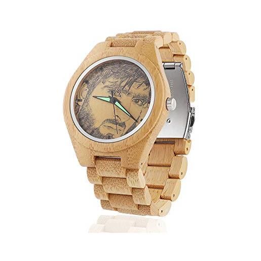 JF uarzo di legno personalizzato orologio da uomo, moda da polso fatti a mano di natale foto orologi