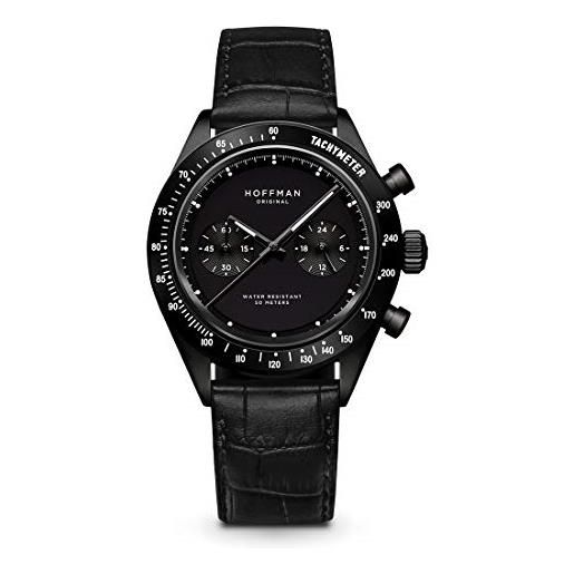 Hoffman Watches racing 40 cronografo ibrido quarzo meccanico acciaio ip nero pelle orologio uomo