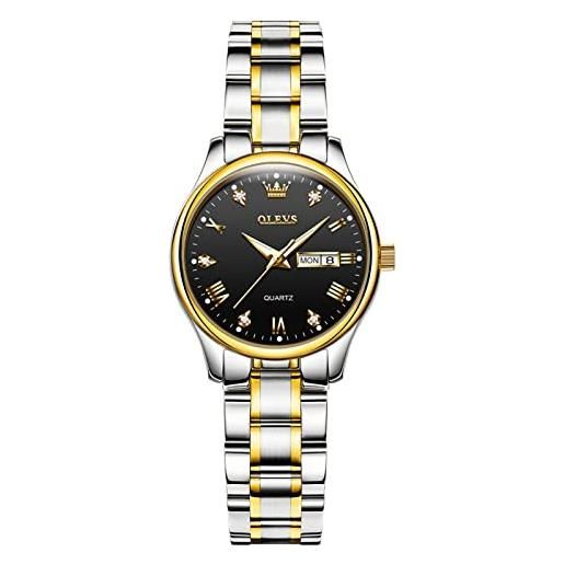 RORIOS orologio da donna moda luminoso orologio analogico al quarzo orologio cinturino in acciaio inox orologi da polso per donna ragazza