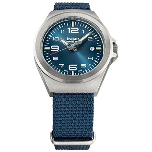 Traser p59 essential s classic orologio blu, 37 mm h 10,5 mm, 108210, blu, bracciale