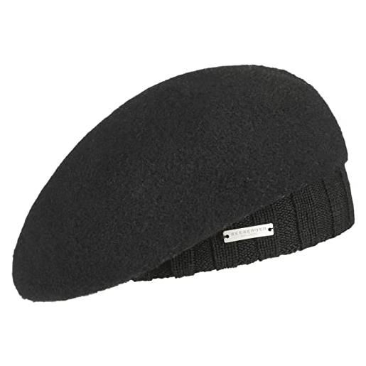 Seeberger berretto basco con bordo a maglia da donna taglia unica - nero