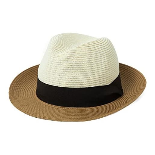 Comhats cappello fedora unisex in paglia upf 50+, cappello da spiaggia ripiegabile a tesa larga, cappello panama cappello estivo uv, 94552_beige, m