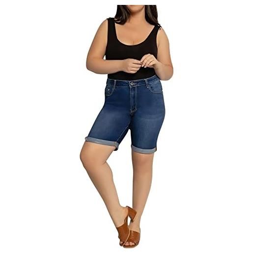 Lusty Chic pantaloncini di jeans elasticizzati da donna - pantaloncini elasticizzati casual a vita alta da donna (48, blu 1)