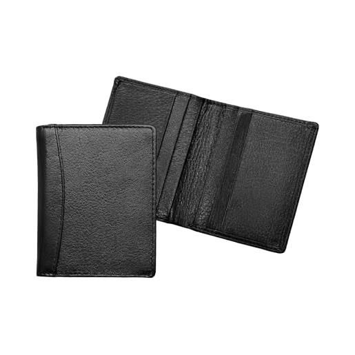 RAS WALLETS ras - custodia a portafoglio da uomo, in vera pelle nappa, con tasca per contanti, colore: nero, nero , 8 x 10 cm, casual