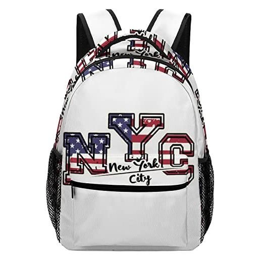 LafalPer zaino casual moda borsa da scuola adolescente stampa classico backpack zaino porta pc per università slogan di new york