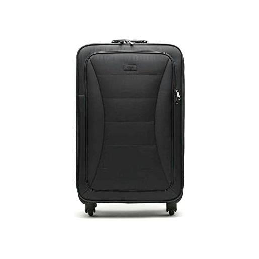 MISAKO valigia in tessuto mediana da viaggio leslie nero unisex - valigia elegante morbida semirigida - 67 x 42 x 23 cm 4 ruedas
