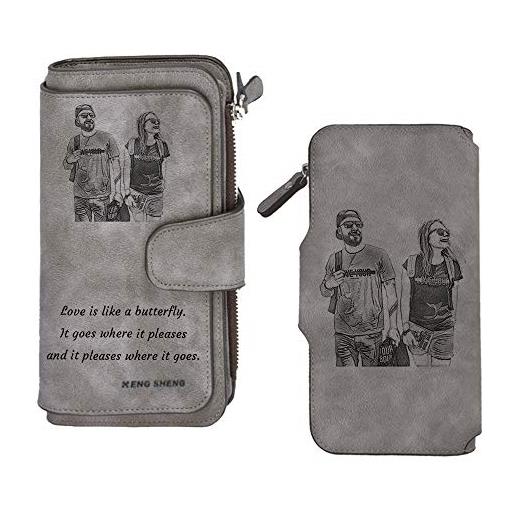 haellerry pochette personalizzata per portafogli con foto da donna, portafogli personalizzati per foto personalizzati regalo per moglie mamma, regali di natale
